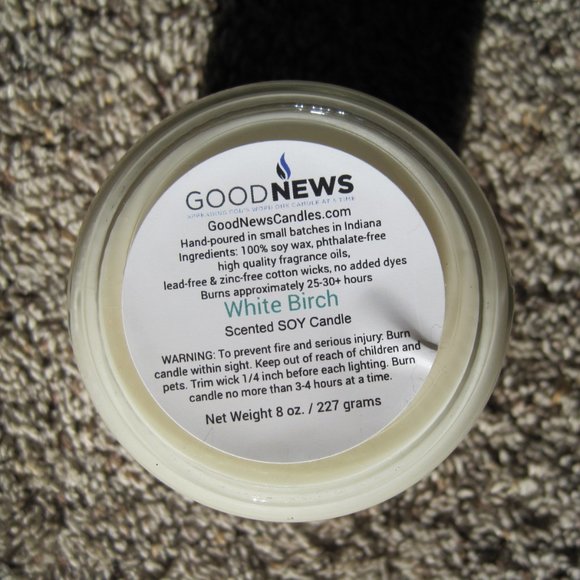 NWT Good news white birch 8oz soy wax candle - Picture 3 of 6
